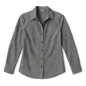 Foxcroft Black White Check Fitted Button Down Shirt Long Sleeve Career Work S